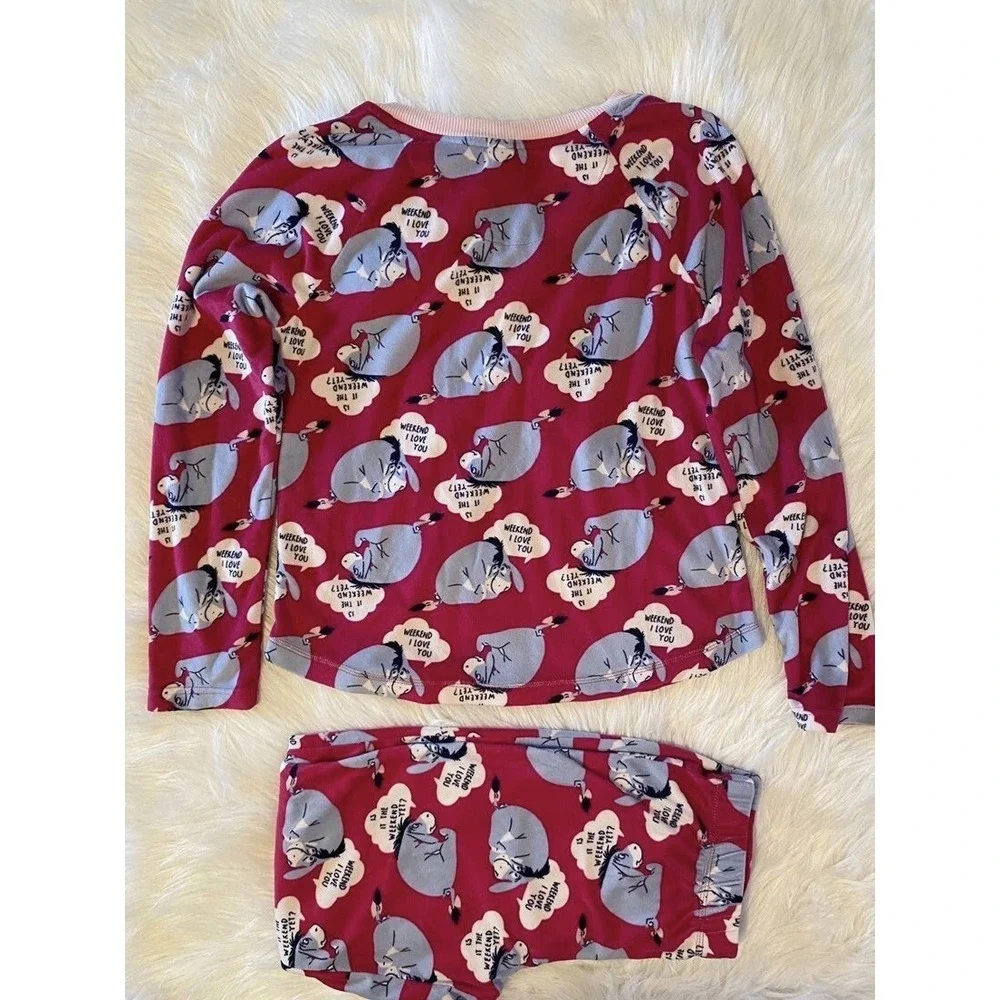 Disney Eeyore Pajamas Womens Size XS (0-2) Pink Two Piece Pajama Set - Picture 4 of 10